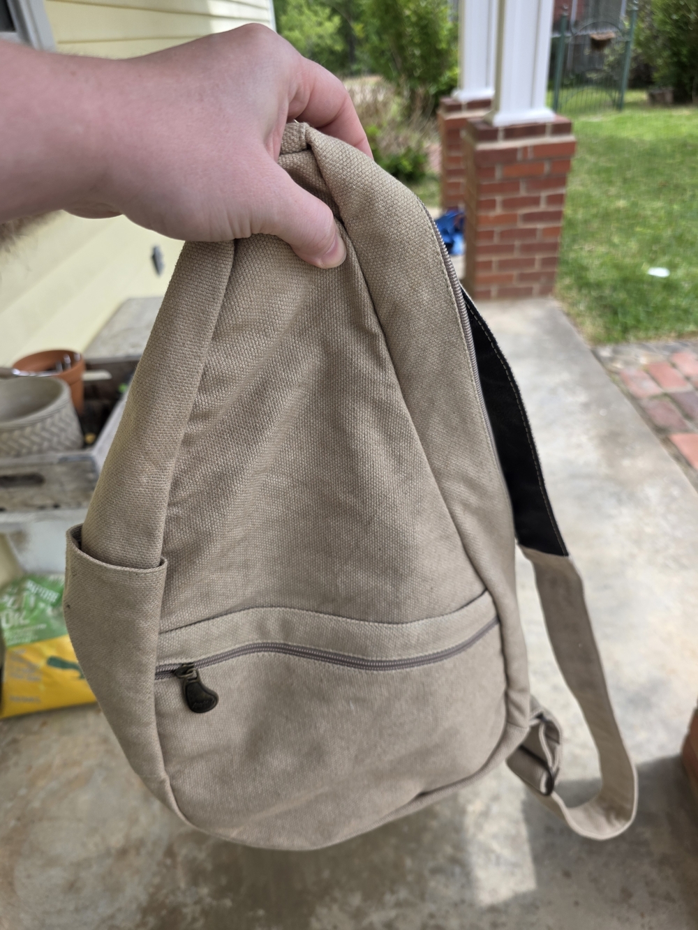 Ameribag Beige Canvas Crossbody Sling Bag